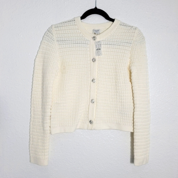 J Crew Factory Lady jacket cardigan with gem buttons CF055 SZ L  NWT - Picture 3 of 7
